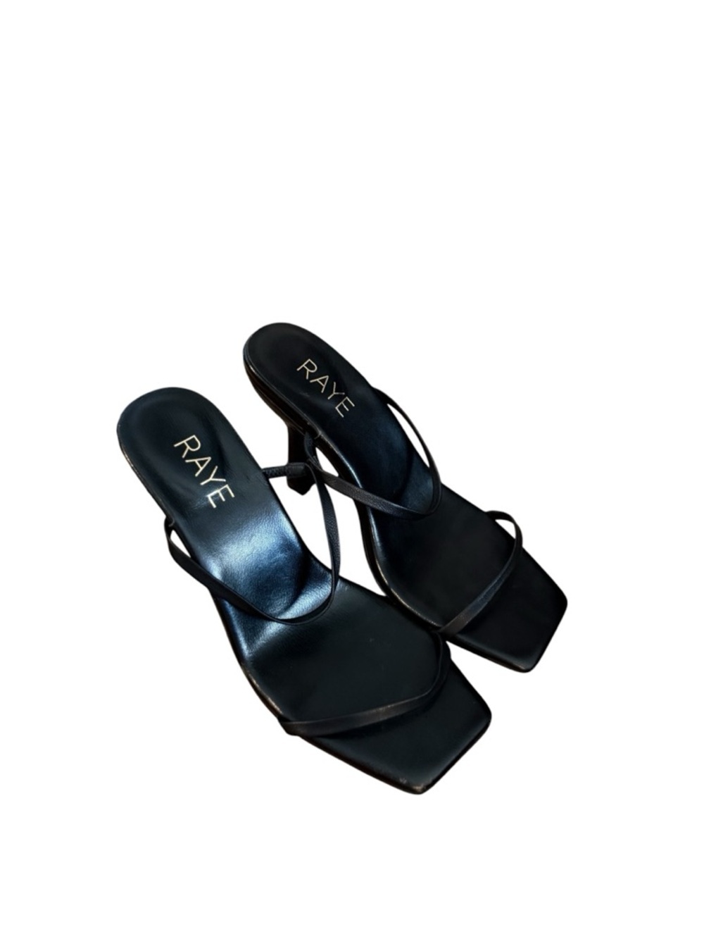 RAYE Rouge Leather Black Slip On Heeled Sandals - Picture 7 of 13